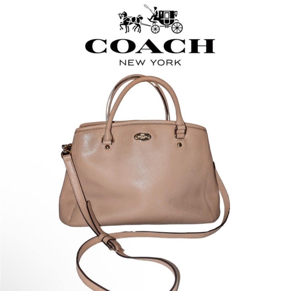 Coach Leather Margot Crossbody Satchel in Taupe color